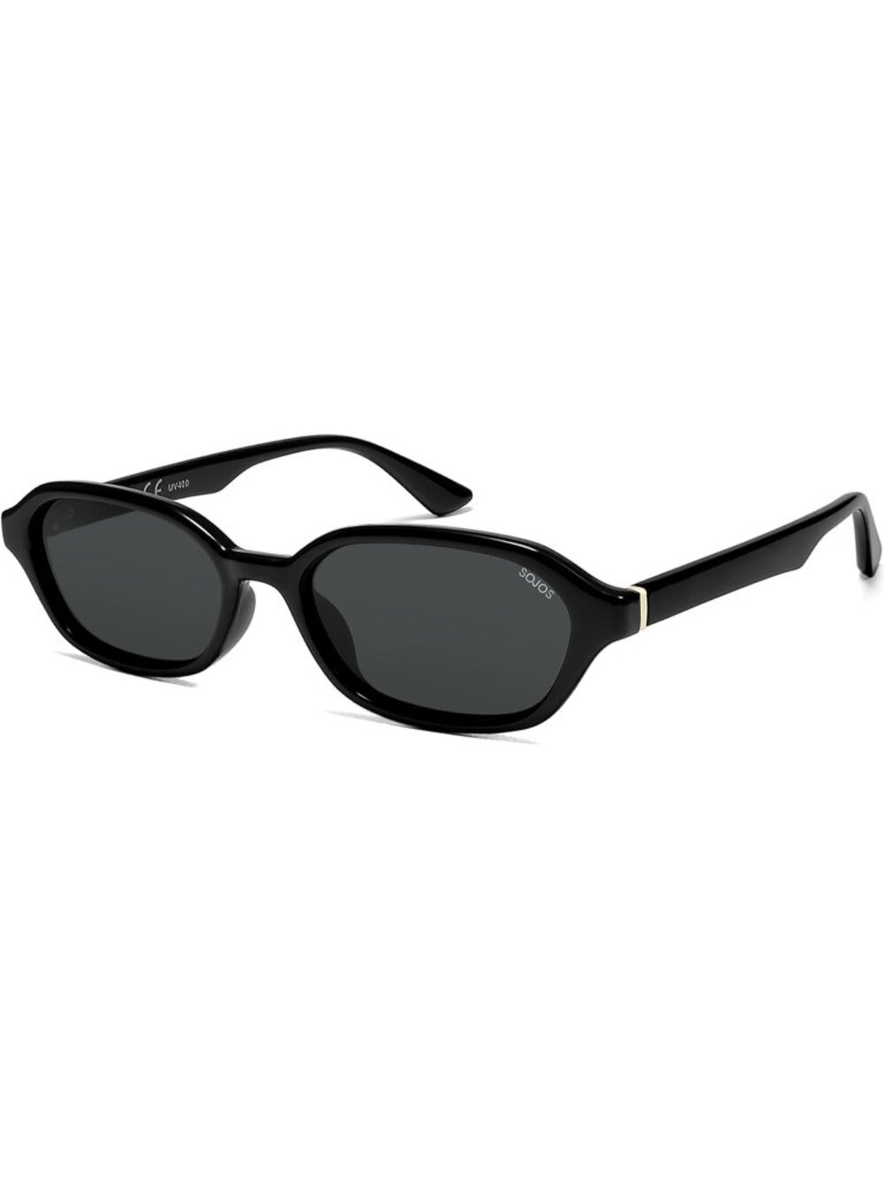 Women's Black Grey Retro Rectangle Polarized Sunglasses Trendy Hexagon Narrow